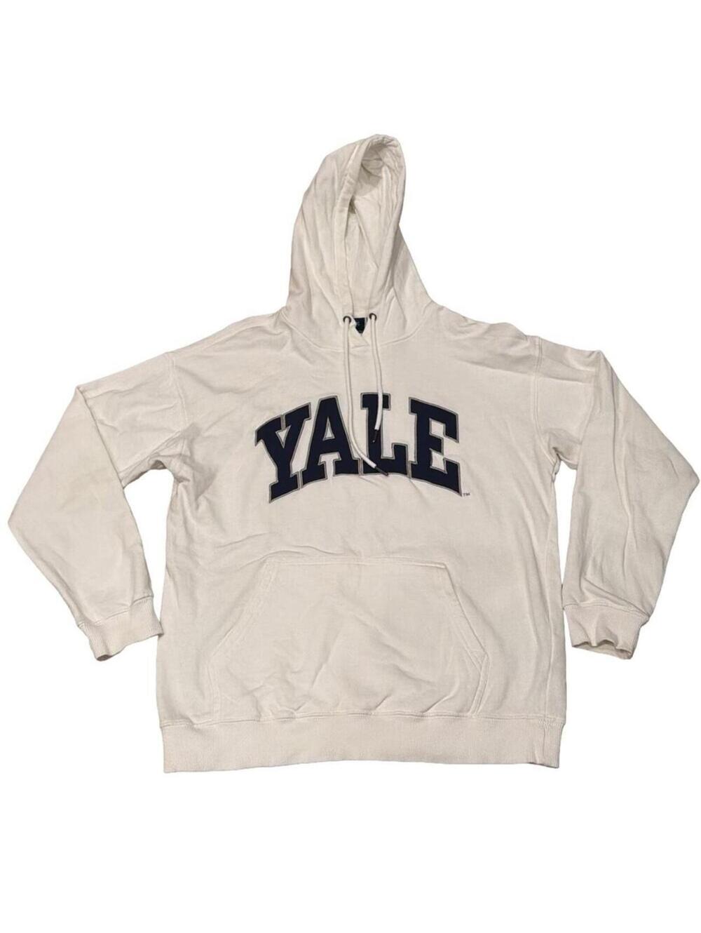 Yale University Embroidered hoodie sweatshirt White Unisex Small 100Cotton Ivy